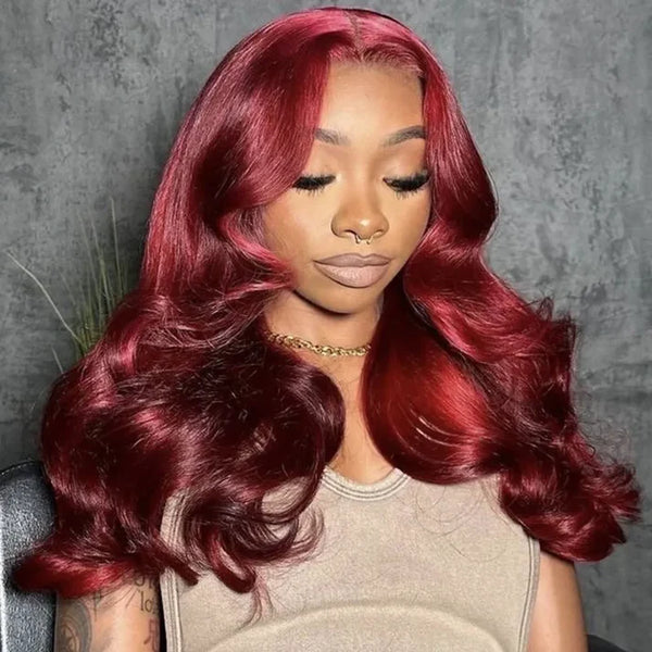 Extra 70% OFF | Snug Fit Ashimary Invisi Strap 360 Lace Frontal 99J Burgundy 3D Body Wave Pre Everything Glueless Human Hair Wig