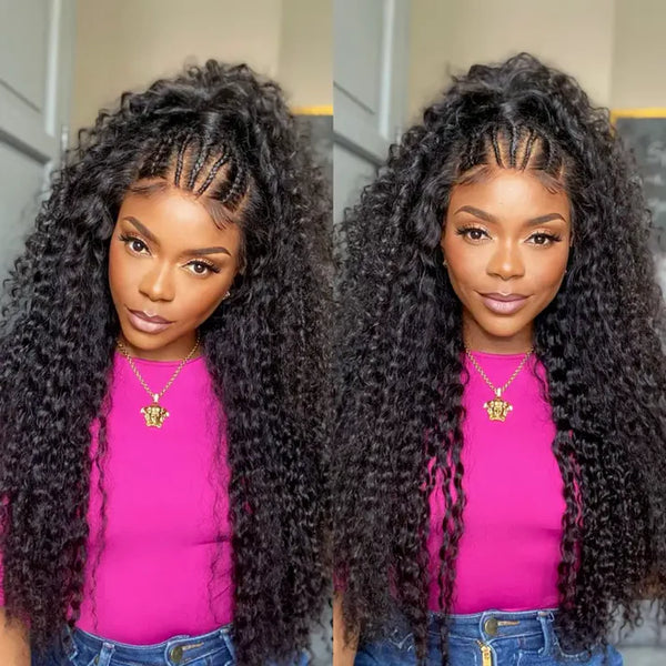 BOGO Kinky Curly Invisi Strap Snug Fit 360 Transparent Lace Frontal Updo Freely Human Hair Wig